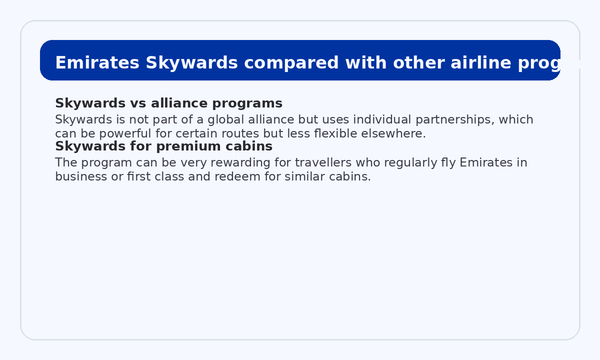 Emirates Skywards compared with similar airline loyalty programs