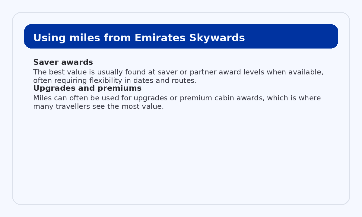 Using miles from Emirates Skywards for flights and upgrades