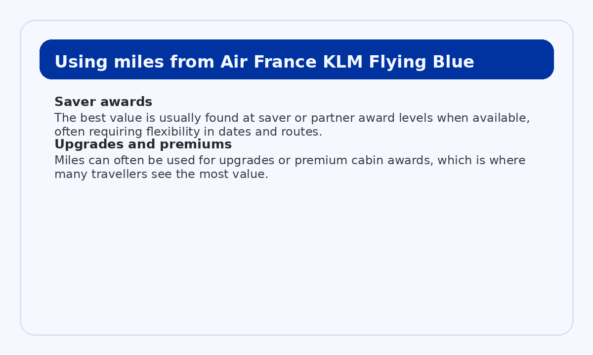 Using miles from Air France KLM Flying Blue for flights and upgrades