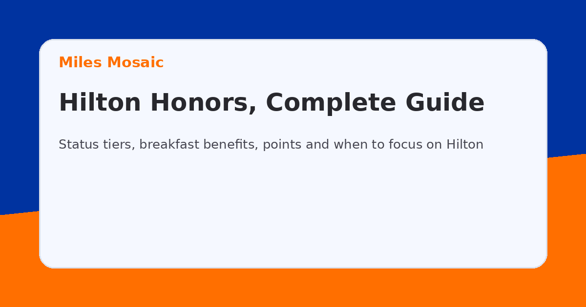 Hilton Honors – Complete Guide to Status, Points, Benefits and Strategy complete guide cover in Miles Mosaic style