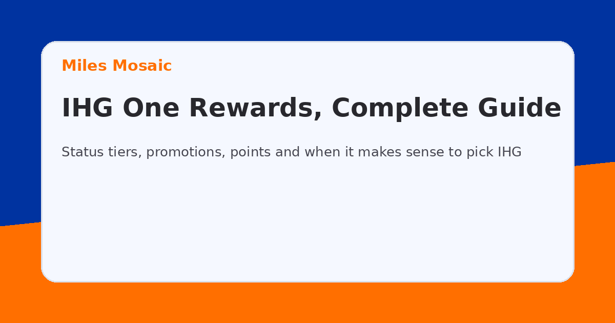 IHG One Rewards – Complete Guide to Status, Points, Benefits and Strategy complete guide cover in Miles Mosaic style