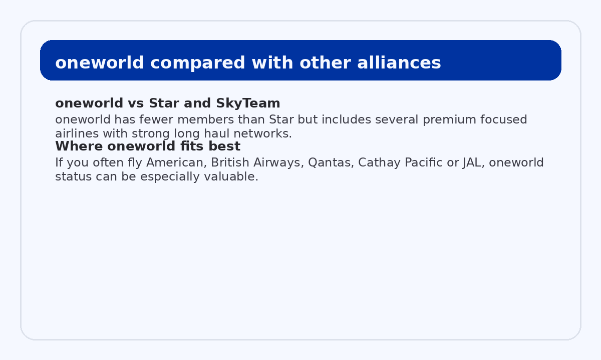 oneworld compared to other global alliances