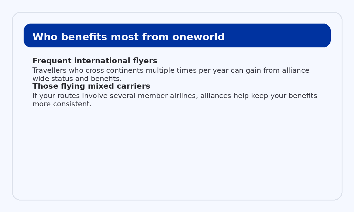 Travellers who see the most value from oneworld