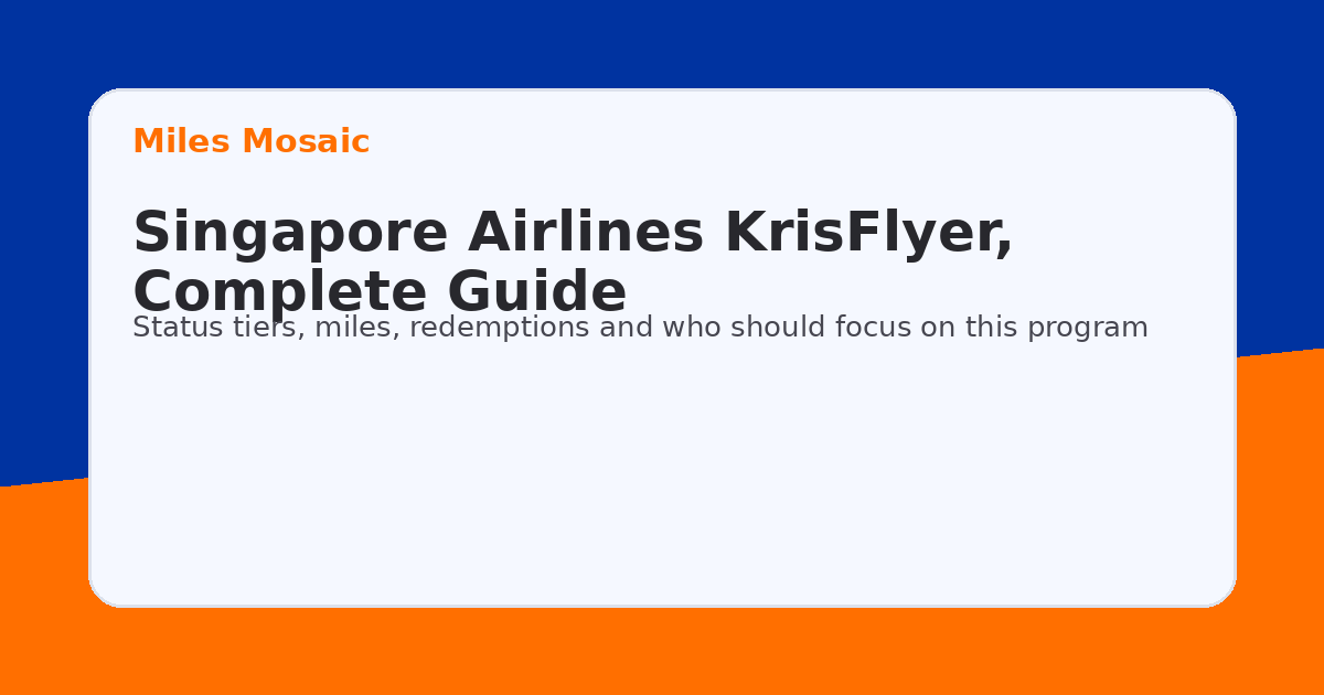 Singapore Airlines KrisFlyer – Complete Guide to Status, Miles, Benefits and Strategy complete guide cover in Miles Mosaic style