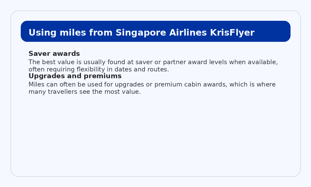 Using miles from Singapore Airlines KrisFlyer for flights and upgrades