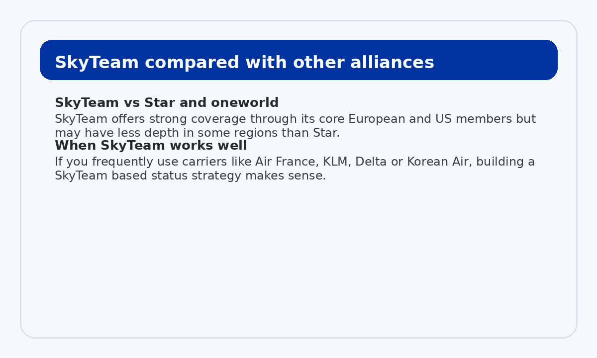 SkyTeam compared to other global alliances