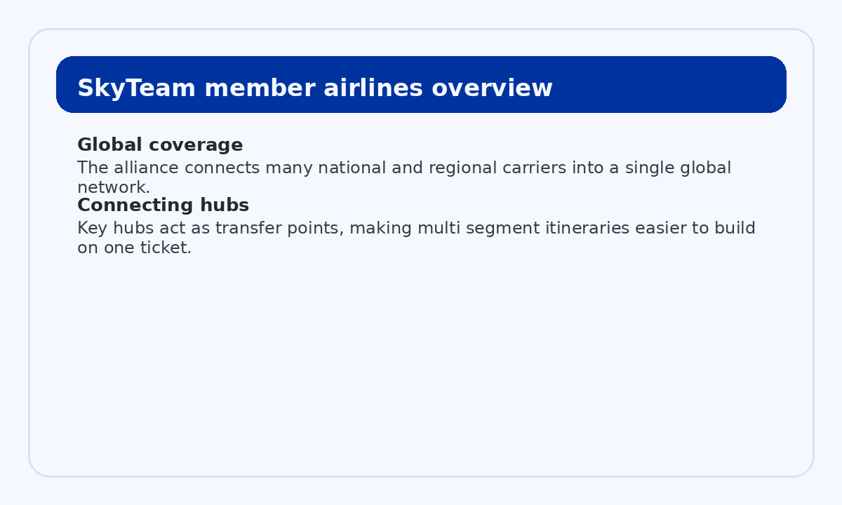 SkyTeam member airline network in broad strokes